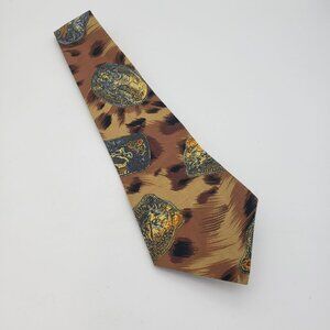 Unique Vintage Necktie, Virna & Nita Original Design, Brown Buckle Animal Print